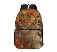 Hnnkloy Estructura de hierro y acero oxidado de metal colorido con óxido marrón,Mochila informal de 17 pulgadas con bolsillos, resistente al agua, para la escuela.