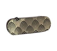 Hnnkloy Estuche Organizador de Cuero para Almacenamiento de papelería, Art Deco Black Champaigne Gold Scales Seashells