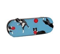 Hnnkloy Estuche Organizador de Cuero para Almacenamiento de papelería, Border Collie Disc Dog Agility Dog Border Collie Borde Blanco y Negro Azul