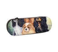 Hnnkloy Estuche Organizador de Cuero para Almacenamiento de papelería,Cavalier King Charles Spaniel Dorado Negro