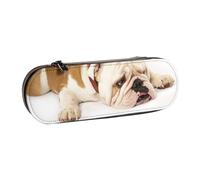 Hnnkloy Estuche Organizador de Cuero para Almacenamiento de papelería, fotografía de Bulldog Inglés de Bulldog Triste y Cansado con Crema marrón
