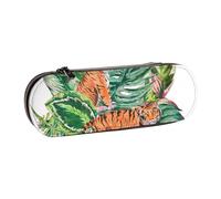 Hnnkloy Estuche Organizador de Cuero para Almacenamiento de papelería,Hojas Tropicales botánicas de Tigre