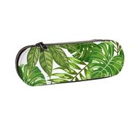 Hnnkloy Estuche Organizador de Cuero para Almacenamiento de papelería, Hojas Tropicales, follaje de Palma exótico, Selva, Moda, Planta, Naturaleza, Verde