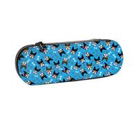 Hnnkloy Estuche Organizador de Cuero para Almacenamiento de papelería,Perro Boston Terrier Amante Divertidos Perros Retro