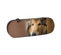 Hnnkloy Estuche Organizador de Cuero para Almacenamiento de papelería,Rough Collie Lassie Dogs Big Fluffy Dogs Pets