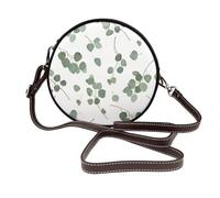 Hnnkloy Eucalipto dólar de plata verde,Bolso de hombro de piel sintética, bolso cruzado redondo - Bolso circular para mujer