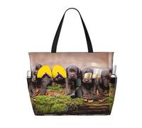 Hnnkloy Familia de cachorros de labrador, cachorros marrones pequeños,Bolso de playa de gran capacidad, bolso de hombro de viaje para mujer, bolso de mano impermeable.