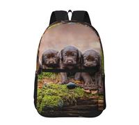 Hnnkloy Familia de cachorros de labrador, cachorros marrones pequeños,Mochila informal de 17 pulgadas con bolsillos, resistente al agua, para la escuela.