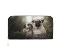 Hnnkloy Familia de Perros Pug con Bokeh, Madre y Cachorro. Mascotas.,Carteras de Cuero PU de Gran Capacidad para Hombres y Mujeres.