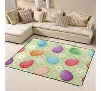 Hnnkloy ¡Felices Pascuas! Huevos de Pascua Coloridos, Alfombra Grande Antideslizante para Sala de Estar o Dormitorio, 160 x 120 cm.