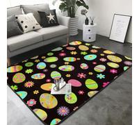 Hnnkloy ¡Felices Pascuas! Huevos de Pascua Coloridos, Alfombra Grande Antideslizante para Sala de Estar o Dormitorio, 208 x 148 cm.