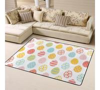 Hnnkloy ¡Felices Pascuas! Huevos de Pascua Coloridos, Alfombra Grande Antideslizante para Sala de Estar o Dormitorio, 160 x 120 cm.