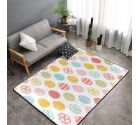 Hnnkloy ¡Felices Pascuas! Huevos de Pascua Coloridos, Alfombra Grande Antideslizante para Sala de Estar o Dormitorio, 150 x 100 cm.