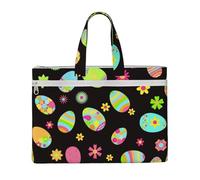 Hnnkloy Felices Pascuas Huevos de Pascua coloridos,Bolsa de lona para documentos con cremallera, bolso de mano, maletín para la escuela y la oficina.