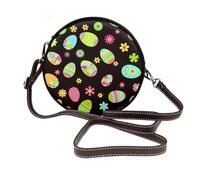 Hnnkloy ¡Felices Pascuas! Huevos de Pascua coloridos,Bolso de hombro de piel sintética, bolso cruzado redondo - Bolso circular para mujer
