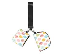 Hnnkloy ¡Felices Pascuas! Huevos de Pascua coloridos,Bolso de muñeca para deportes al aire libre, monedero portátil, cartera de muñeca con llavero desmontable