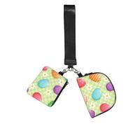 Hnnkloy ¡Felices Pascuas! Huevos de Pascua coloridos,Bolso de muñeca para deportes al aire libre, monedero portátil, cartera de muñeca con llavero desmontable