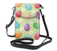 Hnnkloy ¡Felices Pascuas! Huevos de Pascua coloridos,Bolsos para celular para mujer, bolsos pequeños cruzados - Cartera para celular de cuero sintético con ranuras para tarjetas de crédito