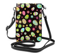 Hnnkloy ¡Felices Pascuas! Huevos de Pascua coloridos,Bolsos para celular para mujer, bolsos pequeños cruzados - Cartera para celular de cuero sintético con ranuras para tarjetas de crédito