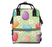 Hnnkloy ¡Felices Pascuas! Huevos de Pascua coloridos.Mochila de maternidad de gran capacidad, bolso cambiador, mochila de viaje para actividades al aire libre.