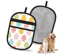 Hnnkloy ¡Felices Pascuas! Huevos de Pascua Coloridos, Paquete de 2 Guantes para Eliminar el Pelo de Mascotas, Guantes de Aseo antiestáticos para Perros y Gatos.