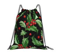 Hnnkloy Feliz Navidad, Acebo,Mochila con cordón unisex, bolsa deportiva para gimnasio, mochila informal para el día a día.