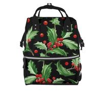 Hnnkloy Feliz Navidad, Acebo.Mochila de maternidad de gran capacidad, bolso cambiador, mochila de viaje para actividades al aire libre.