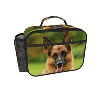 Hnnkloy Feliz pastor alemán impreso,Bolsa de almuerzo portátil, fiambrera resistente, bolsa isotérmica reutilizable