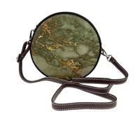 Hnnkloy Fiestas de lujo en mármol verde y dorado,Bolso de hombro de piel sintética, bolso cruzado redondo - Bolso circular para mujer