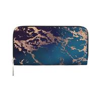 Hnnkloy Fiestas de mármol Morado, Verde Azulado, Rosa y Dorado,Carteras de Cuero PU de Gran Capacidad para Hombres y Mujeres.