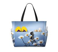 Hnnkloy Flor blanca de la naturaleza,Bolso de playa de gran capacidad, bolso de hombro de viaje para mujer, bolso de mano impermeable.