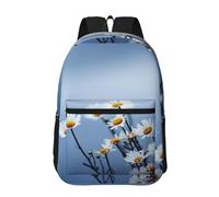 Hnnkloy Flor blanca de la naturaleza,Mochila informal de 17 pulgadas con bolsillos, resistente al agua, para la escuela.