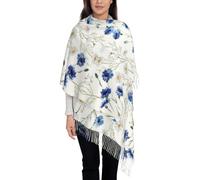 Hnnkloy Flor dibujada a mano,Bufanda grande de cachemira sintética para mujer, chal ligero con borlas, 197 x 72 cm