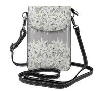 Hnnkloy Flores alpinas suizas modernas de edelweiss,Bolsos para celular para mujer, bolsos pequeños cruzados - Cartera para celular de cuero sintético con ranuras para tarjetas de crédito