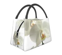 Hnnkloy Flores blancas florales orquídea elegante moderno a la moda,Bolsa de almuerzo portátil, bolsa isotérmica, fiambrera duradera, bolsa térmica reutilizable.