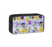 Hnnkloy Flores de Pensamiento,Estuche de lápices de Gran Capacidad, portátil, para bolígrafos, Bolsa de papelería para la Escuela y la Oficina.
