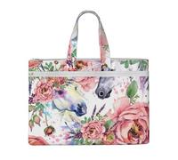 Hnnkloy Flores de rosas de caballo en acuarela,Bolsa de lona para documentos con cremallera, bolso de mano, maletín para la escuela y la oficina.