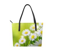 Hnnkloy Flores florales Margaritas,Bolso de mano de piel sintética, bolso tote de gran capacidad, bolso de hombro para mujer, ideal para el trabajo y los viajes.