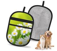 Hnnkloy Flores Florales Margaritas, Paquete de 2 Guantes para Eliminar el Pelo de Mascotas, Guantes de Aseo antiestáticos para Perros y Gatos.
