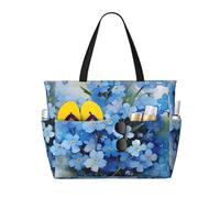 Hnnkloy Flores no me olvides en acuarela,Bolso de playa de gran capacidad, bolso de hombro de viaje para mujer, bolso de mano impermeable.