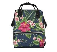 Hnnkloy Flores tropicales: Frangipani, Hibisco.Mochila de maternidad de gran capacidad, bolso cambiador, mochila de viaje para actividades al aire libre.