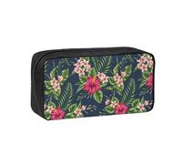 Hnnkloy Flores Tropicales Frangipani Hibisco Naturaleza,Estuche de lápices de Gran Capacidad, portátil, para bolígrafos, Bolsa de papelería para la Escuela y la Oficina.
