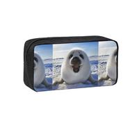 Hnnkloy Fondo de Pantalla de Pintura de Foca Arpa,Estuche de lápices de Gran Capacidad, portátil, para bolígrafos, Bolsa de papelería para la Escuela y la Oficina.