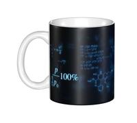 Hnnkloy Fórmulas brillantes de física matemática y química,Taza de cerámica grande para café, ideal para cocina, restaurante, oficina o cafetería, 330 ml.