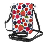 Hnnkloy Frambuesas maduras cayendo,Bolsos para celular para mujer, bolsos pequeños cruzados - Cartera para celular de cuero sintético con ranuras para tarjetas de crédito