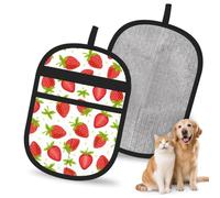 Hnnkloy Frutas Fresas Patrón de Fresa, Paquete de 2 Guantes para Eliminar el Pelo de Mascotas, Guantes de Aseo antiestáticos para Perros y Gatos.