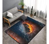 Hnnkloy Fuego de Hockey sobre Hielo, Alfombra Grande Antideslizante para Sala de Estar o Dormitorio, 150 x 100 cm.