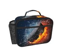 Hnnkloy Fuego de hockey sobre hielo,Bolsa de almuerzo portátil, fiambrera resistente, bolsa isotérmica reutilizable