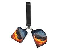 Hnnkloy Fuego de hockey sobre hielo,Bolso de muñeca para deportes al aire libre, monedero portátil, cartera de muñeca con llavero desmontable