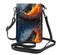 Hnnkloy Fuego de hockey sobre hielo,Bolsos para celular para mujer, bolsos pequeños cruzados - Cartera para celular de cuero sintético con ranuras para tarjetas de crédito